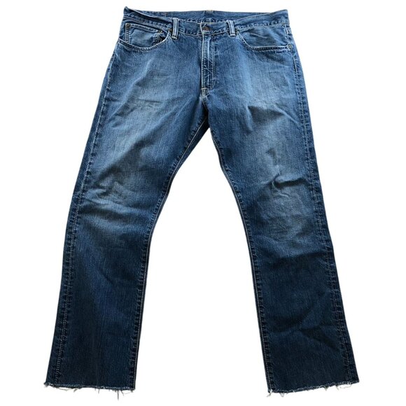 Vintage Polo Ralph Lauren Mens Jeans Size 36 Slim Straight Blue Denim Frayed Hem - Picture 1 of 16